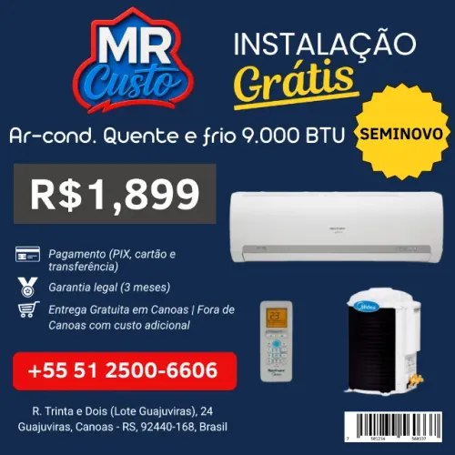 Ar-Condicionado Q/F Midea 9.000 BTU | Revisado, Garantia e Instalação Grátis | MR Custo