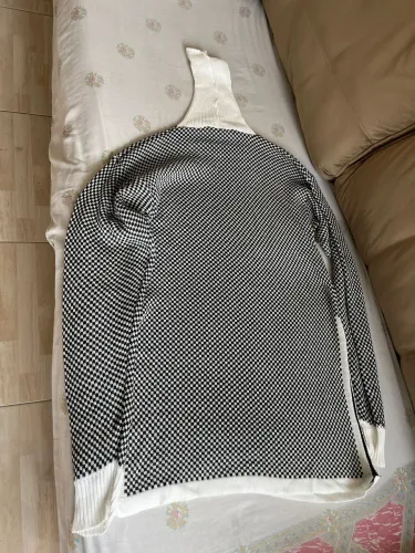 Vestido Maxipuxador / Maxitricô Quadriculado - Gola Boba e Estilo Elegante