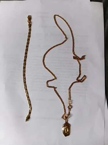 Cordão e pulseira romanel, com pigente, preço acessível