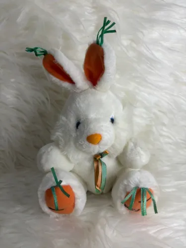 Coelho de Pelúcia Branco Decorativo Páscoa