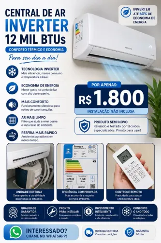 Central de ar Inverter 12 mil BTUs nova