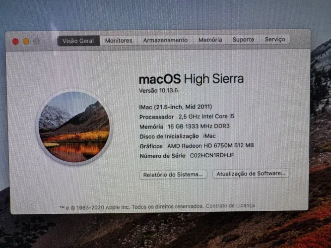 iMac 21? processador 2.5 GHz core i5 