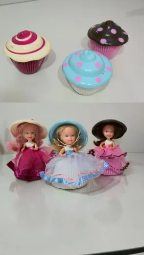 combo 3 bonecas cupcake surpresa 2012 chocolate anis framboesa colecionável estrela