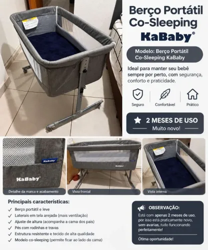Berço Portátil Co-Sleeping KaBaby - Muito Novo