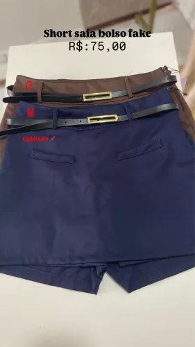 Short saia bolso fake 