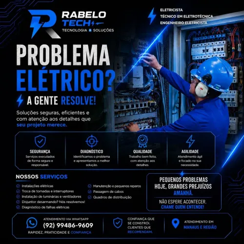 ELETRICISTA | TÉCNICO EM ELETROTÉCNICA!! RESIDENCIAL, COMERCIAL E INDUSTRIAL!!