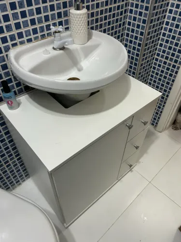Armário de Banheiro Dover 1 Porta 3 Gavetas Branco