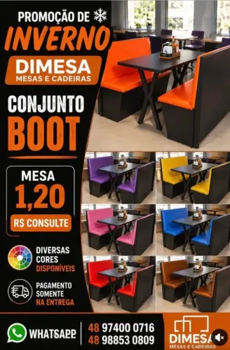 Jogo mesa com dois bancos boots. Direto da fábrica. Pagamento somente na entrega