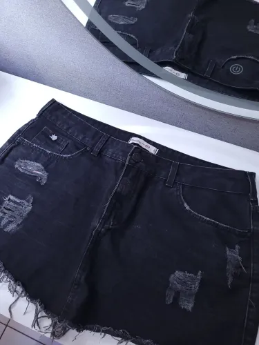 Saia jeans preta