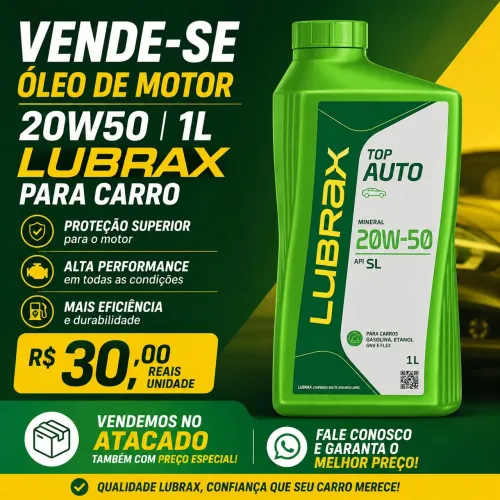 Óleo de Motor 20w50 1L Lubrax para Carro 