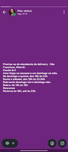 Atendente de delivery noturno