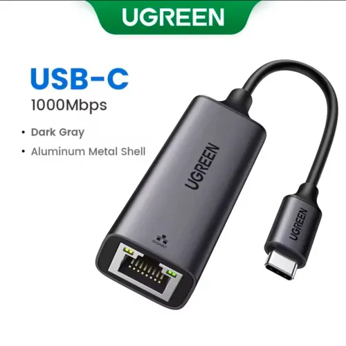Adaptador UGREEN USB-C p/ RJ45 Gigabit (1000Mbps) - NOVO