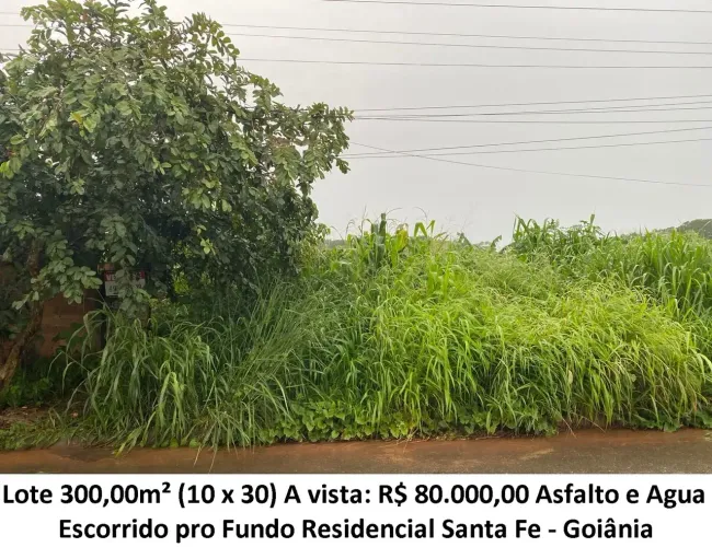 Leia a descrição: Lote 300,00m² (Asfalto, Agua) Residencial Santa Fe