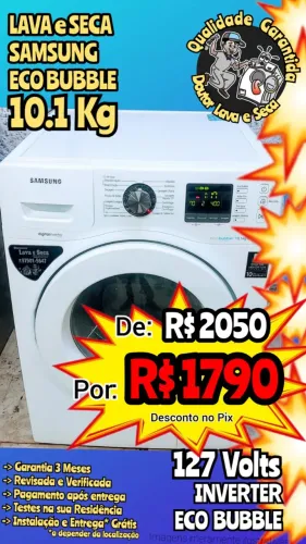 LAVA E SECA SAMSUNG ECO BUBBLE Entrega Grátis! Garantia 127 volts