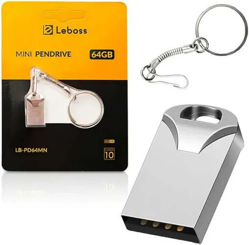 Pendrive Mini 64±GB Usb 2.0 com Chaveiro Leboss LB-PD64MN