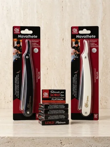 Kit Profissional Navalhete Aço Inox + Caixa de Lâmin