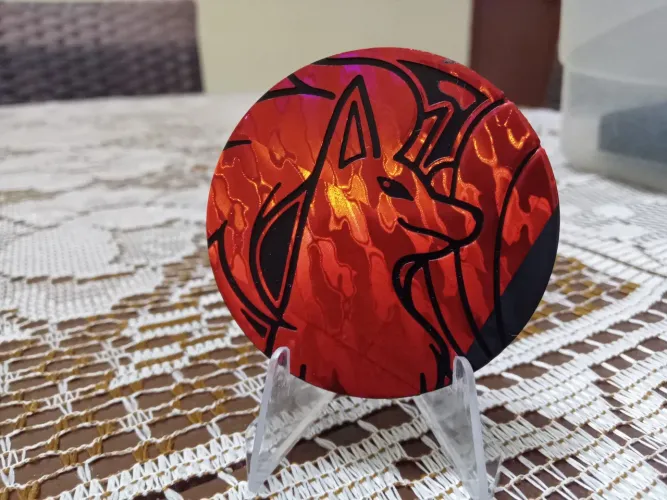 Moeda grande Pokémon tcg do Pokémon Ninetales vermelha brilhante 