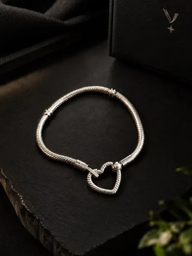 ? Pulseira Corrente Snake com Fecho de Coração Vazado