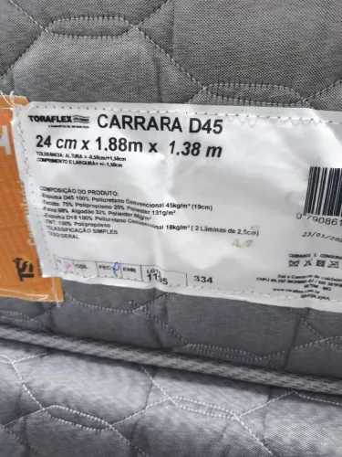 Colchão casal toraflex modelo Carrara D45 24 cm de altura/ 1,88m de comprimento/1,38 larg