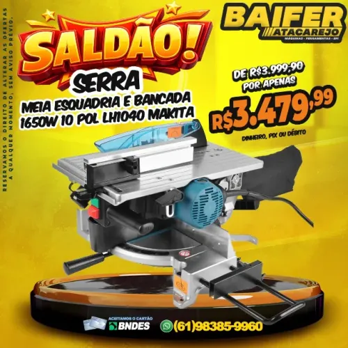Serra Meia Esquadria e Bancada 1650w 10 Pol LH1040 Makita