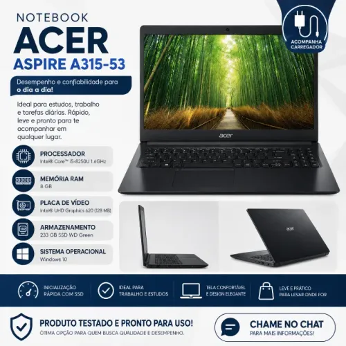 Notebook Acer Aspire - A315-53 Preto