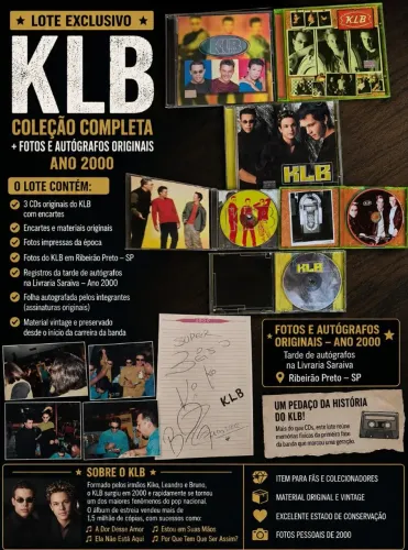 Autógrafos, cds e fotos KLB ano 2000