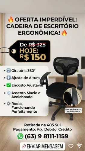 Cadeira de Escritório Ergonómica Giratória - Oportunidade