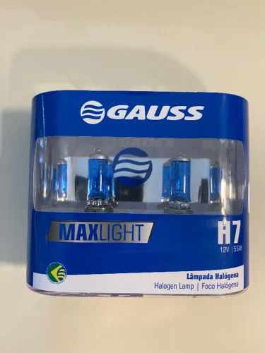 Par de Lâmpadas Halógena H7 + H1 Gauss Maxlight Superbranca 12V 55W Nova