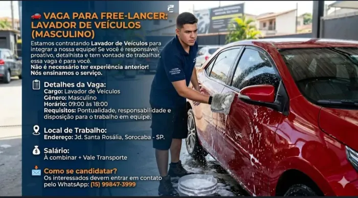 Vaga free-lancer em lava rápido