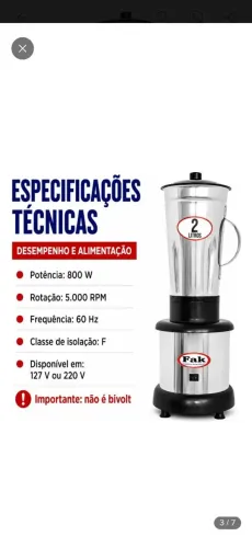 Liquidificador 02 litros baixa rotacao industrial 