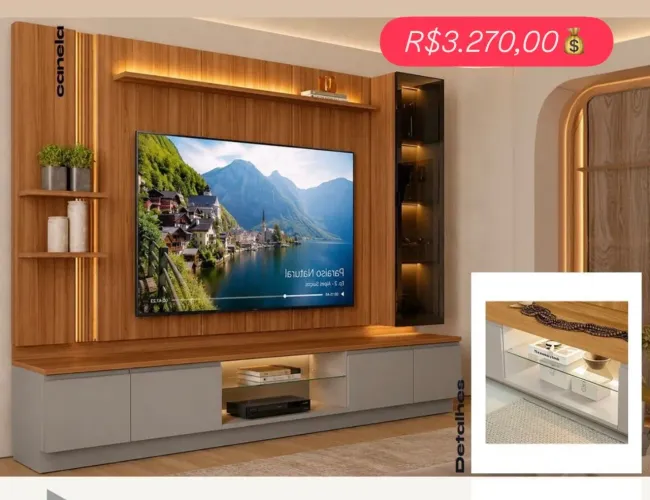 Painel com Rack e Cristaleira Lua