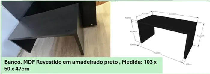 BANCO DE MDF - AMADEIRADO PRETO