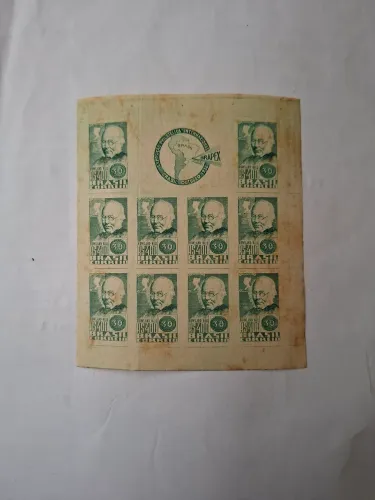 Primeiro Bloco selos 1938, raro, RHMB-1 Exposição filatelica BRAPEX,NOVO, TENHO OUTROS!