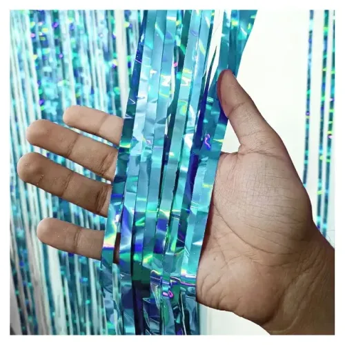 Cortina Metalizada Holográfica 2m Festa Franjas Painel Decoração 20 Unidades Atacado