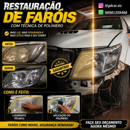 Restauração de Faróis com Polímero 