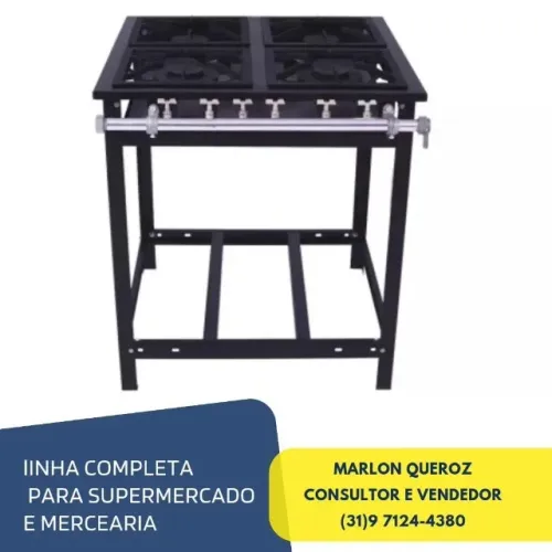 Fogão Industrial 4 Bocas Cristal Aço