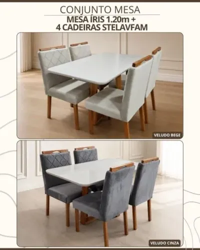 Mesa de jantar 1,20 com 4 cadeiras