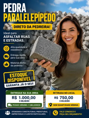 PEDRA PARALELEPÍPEDO DIRETO DA PEDREIRA | ENTREGA RÁPIDA | ESTOQUE DISPONÍVEL