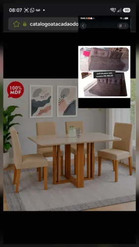 MESA 4C CIMOL FLORA C/VIDRO RETANGULAR 130X80 MAIA CINAMOMO/OFF WHITE/GENGIBRE