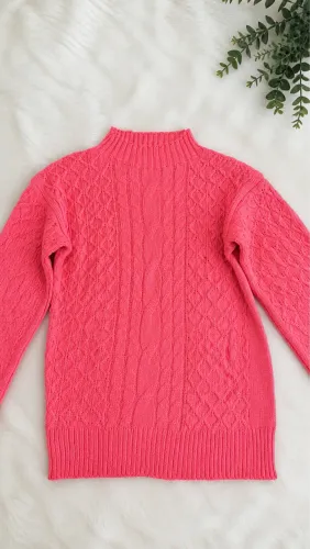 Suéter Inverno Tricô Elegante Rosa