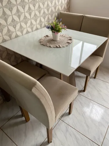 Mesa de Vidro com 4 Cadeiras - Entrego !