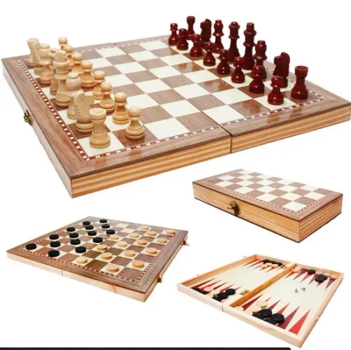 Jogo Xadrez Dama Gamão 3 Em 1 50x50 Madeira Tamanho Grande (maromm) Profissional