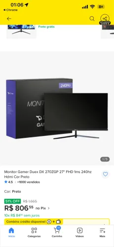 Monitor Duex 27 ips 240hz 1ms 1080p fhd
