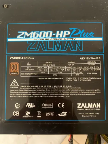Fonte ATX Zalman 600w Real Zm600-hp Plus Modular 80 Plus