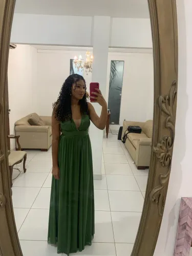 Vestido de festa verde oliva