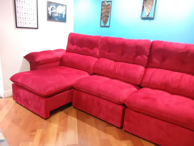 Sofá retrátil reclinável - 3 módulos, 3,20 x 1,20 - Bordô - NOVO