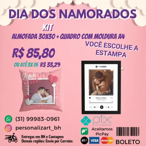 Kit Quadro com moldura + Almofada personalizada
