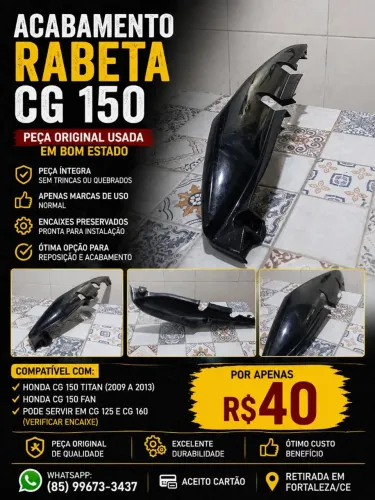 Acabamento inferior da rabeta CG 150 (protetor traseiro) - usado em bom estado