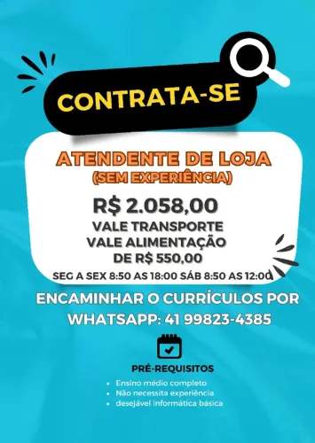 Vaga de Atendente de Loja - Capão Raso