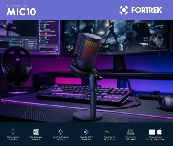 Microfone Gamer Usb Mic10 Fortrek *ENTREGA GRÁTIS*